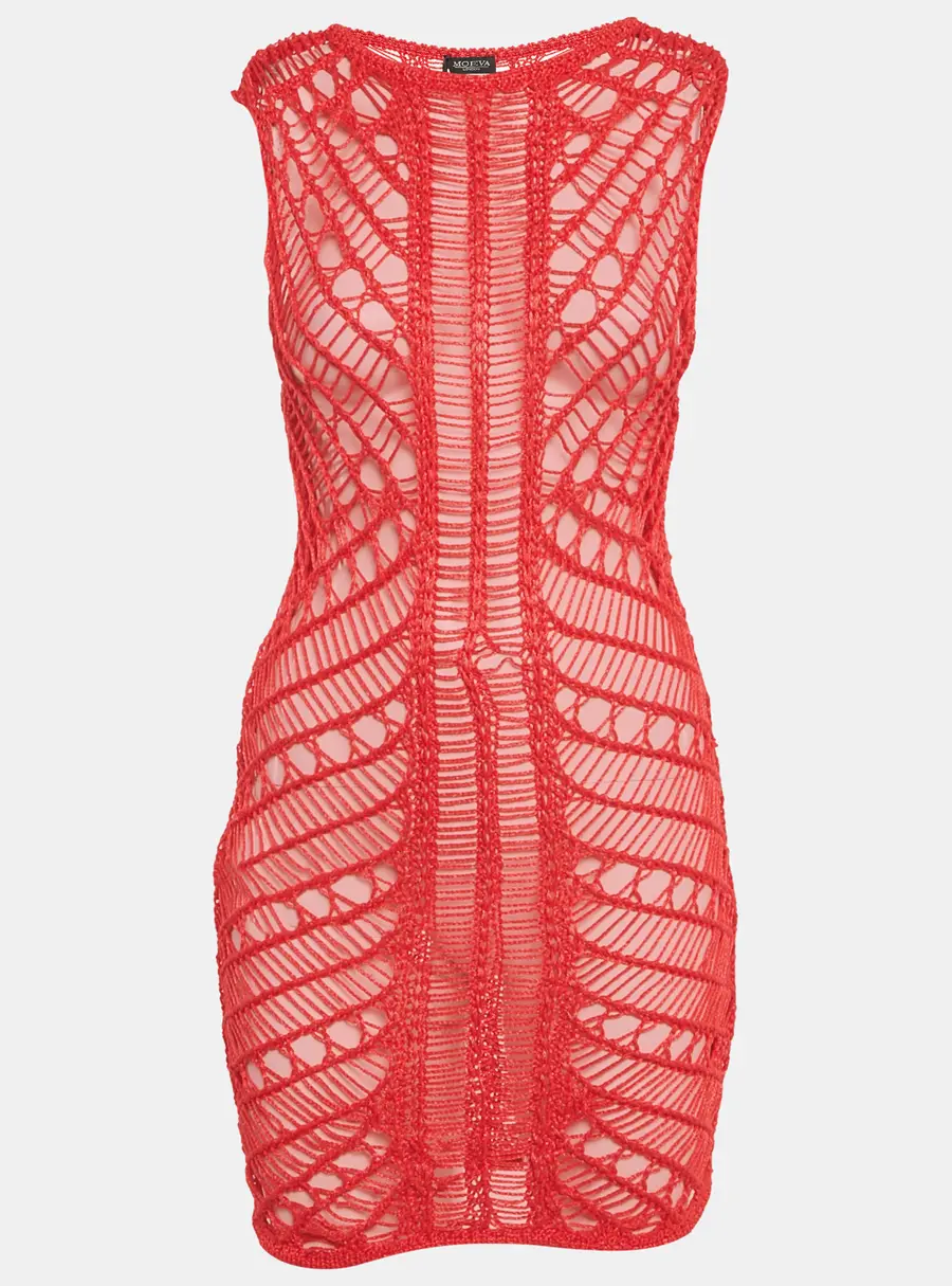 Moeva Red Crochet Sleeveless Mini Maggie Dress M