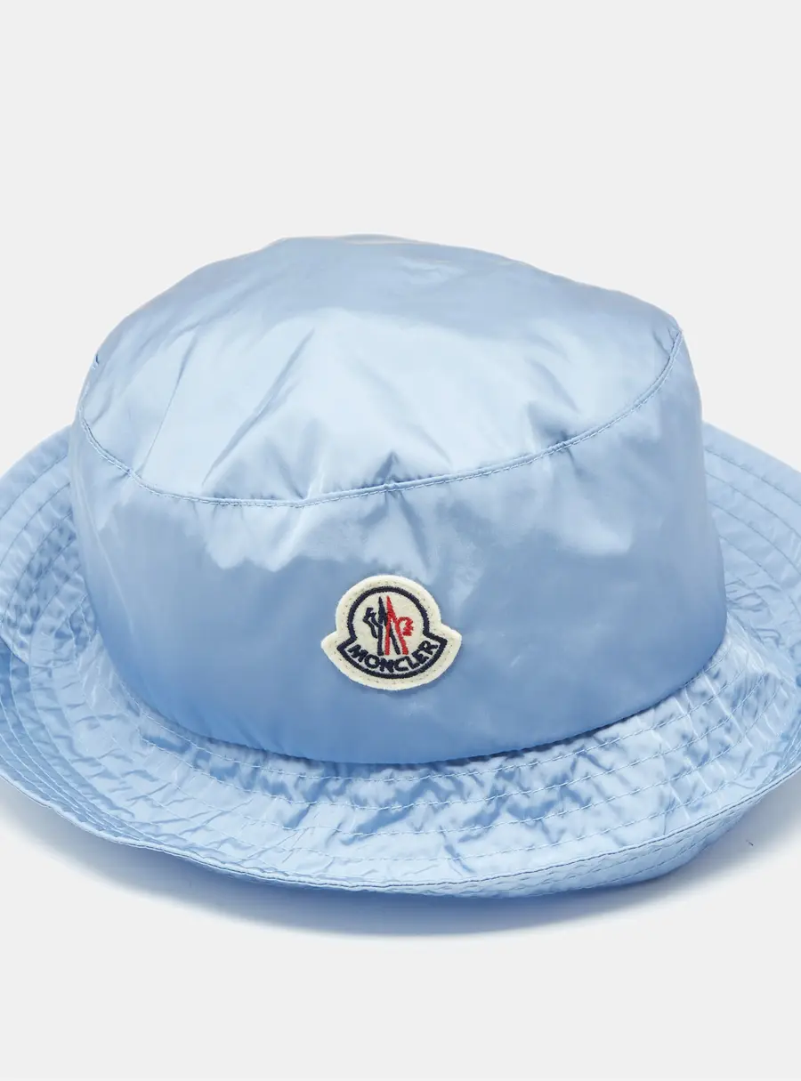 Moncler Blue Logo Applique Nylon Bucket Hat M
