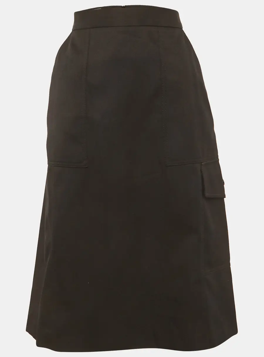 Moncler Black Gabardine Pencil Skirt L