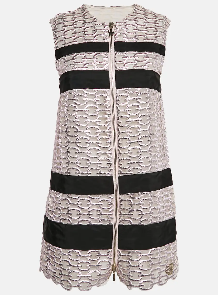 Moncler Metallic Pink Lace Lucy Gilet Mini Dress XS