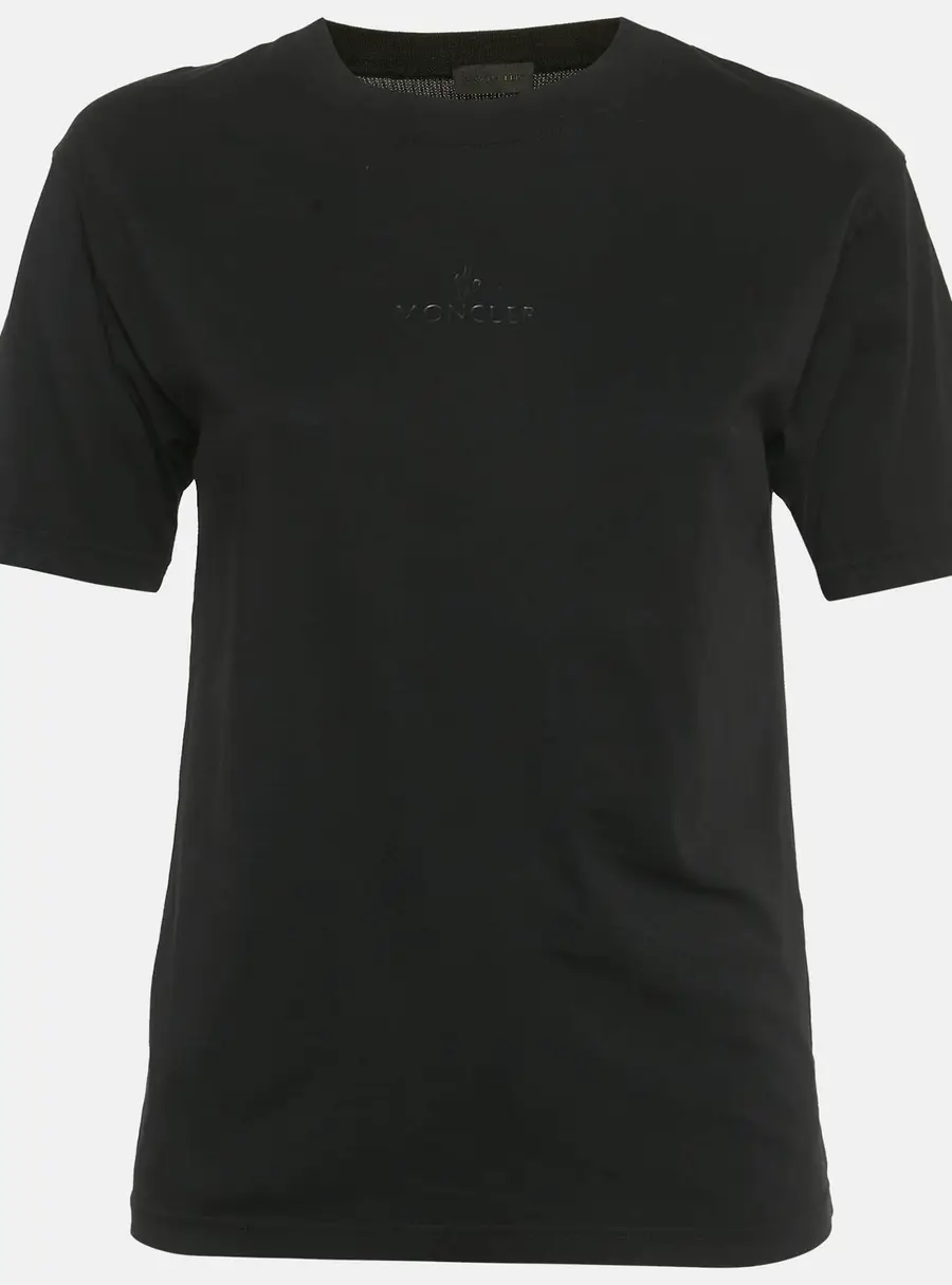 Moncler Black Logo Applique Jersey Crewneck T-Shirt S
