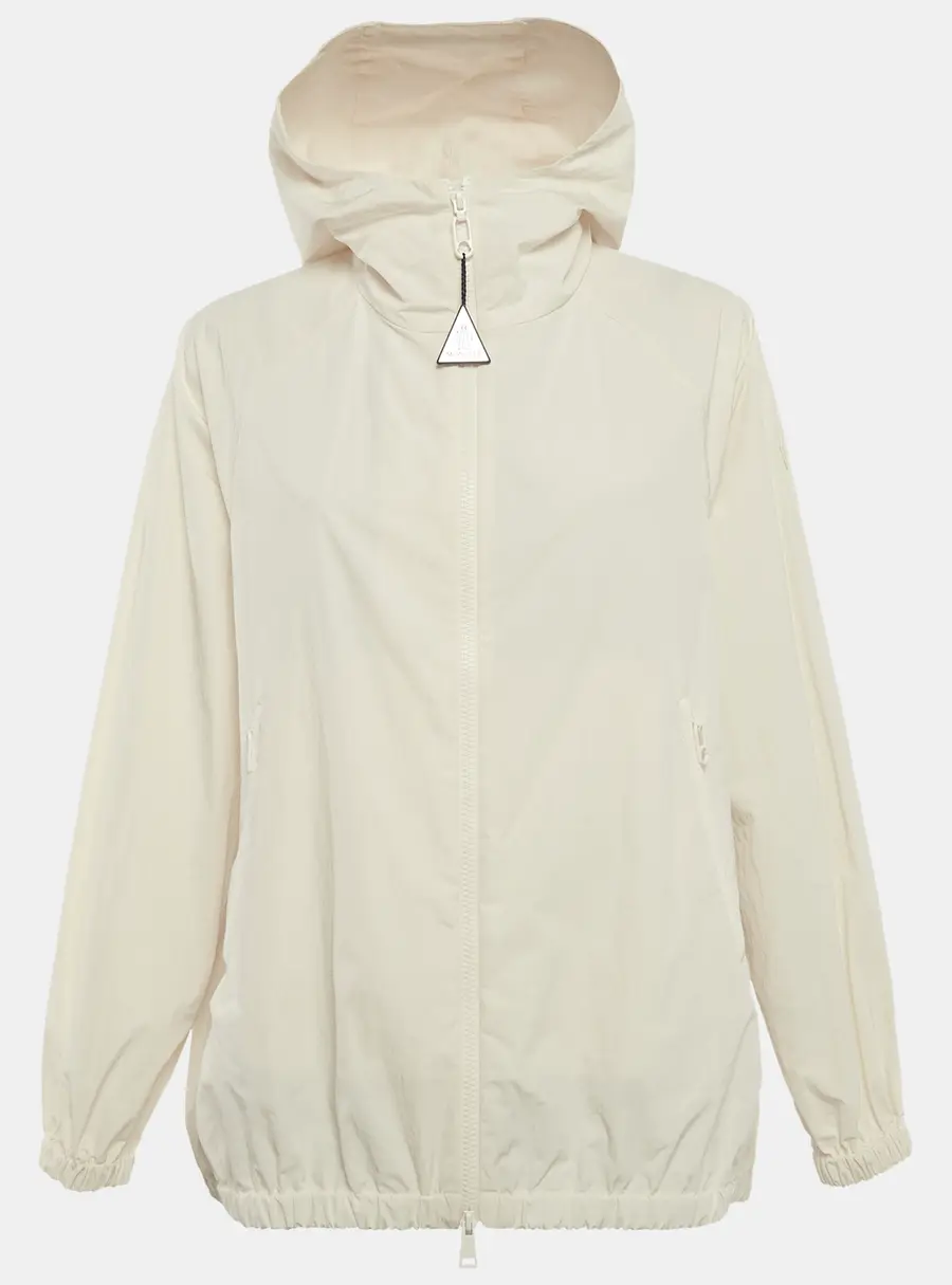 Moncler Off White Logo Applique Synthetic Euridice Zip-Up Jacket XS