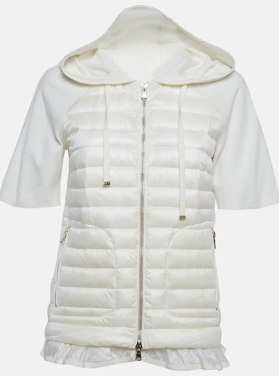 Moncler White Nylon Quilted Down Jacket XS