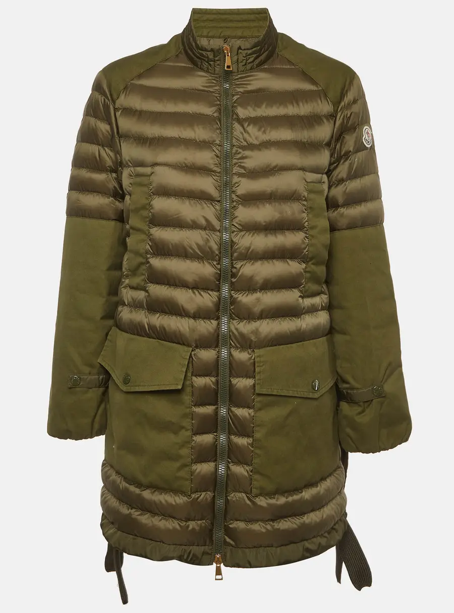 Moncler Green Nylon and Gabardine Quilted Cyanite Down Jacket S
