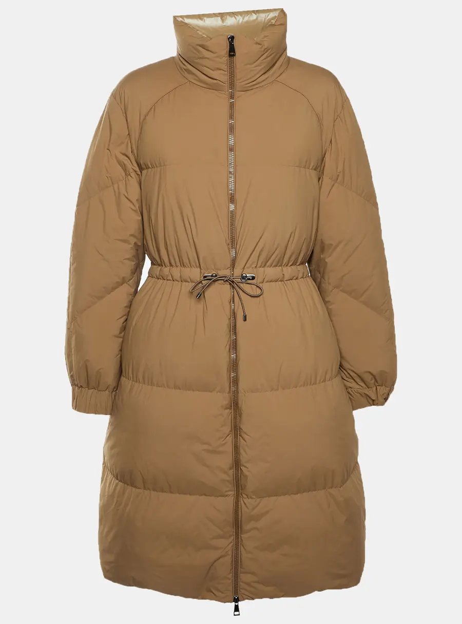 Moncler Tan Quilted Nylon High-Neck Citronnier Down Coat L