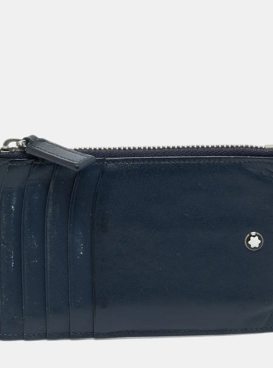 Montblanc Meisterstuck Navy Blue Leather Zip Card Holder