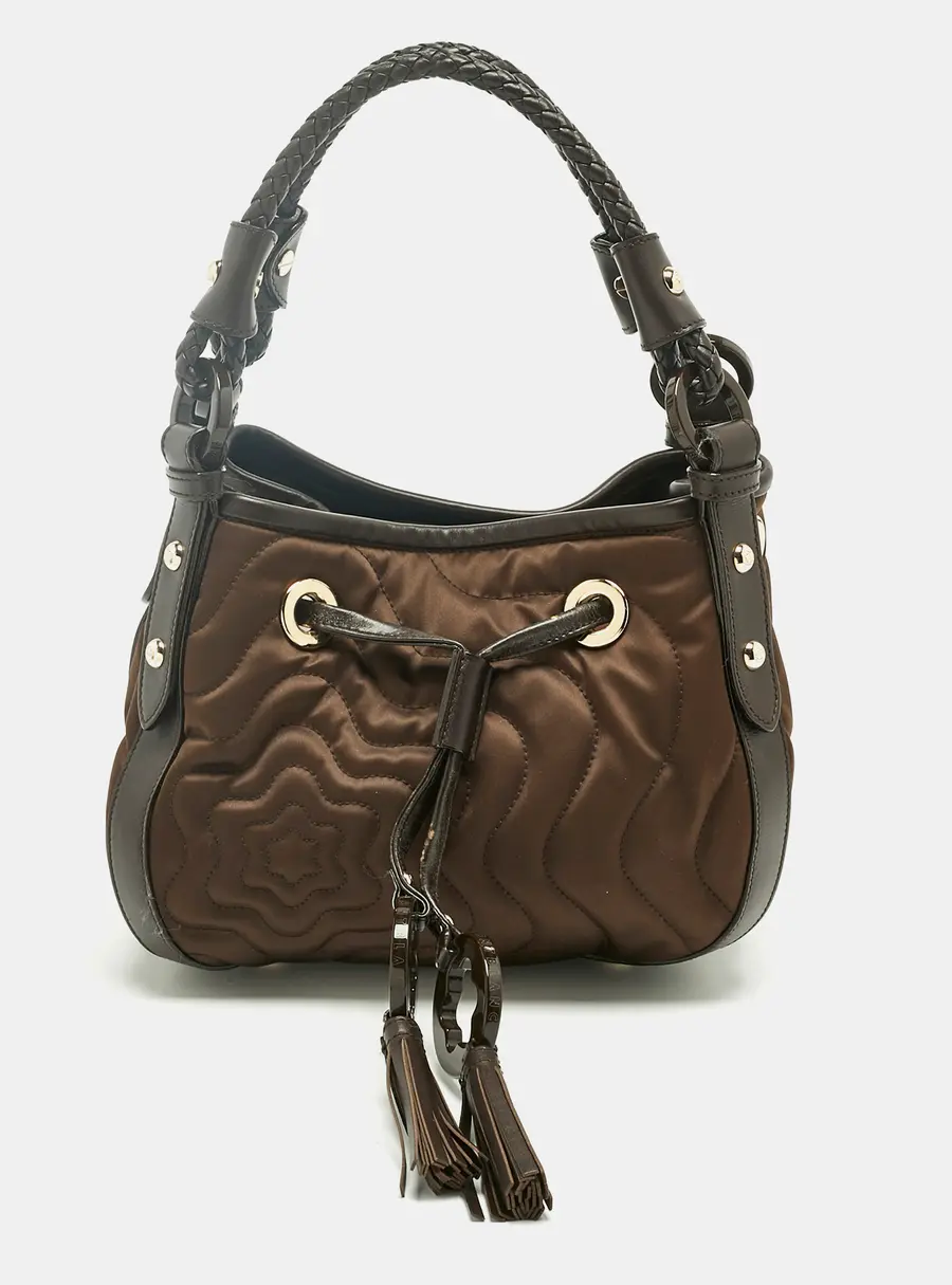 Montblanc Olive Green/Dark Brown Nylon Small Starisma Dalila Drawstring Bag