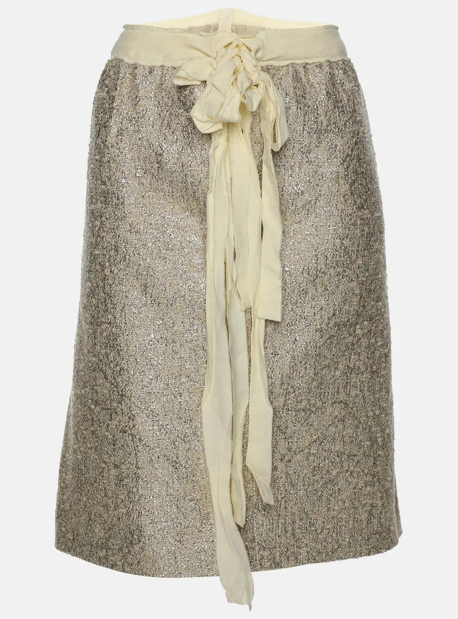Moschino Cheap and Chic Gold/Cream Lurex Blend Midi Skirt M