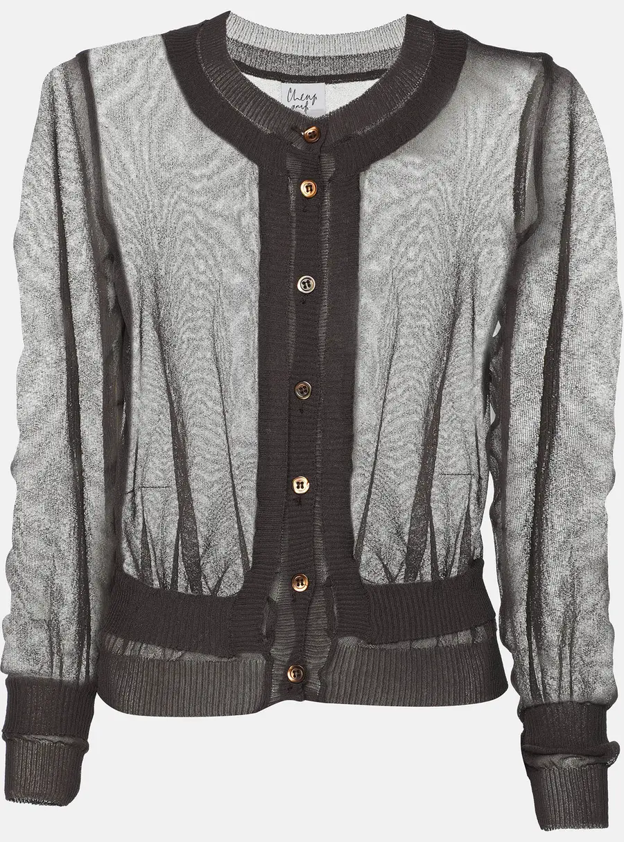 Moschino Cheap and Chic Grey Mesh Front Button Top M