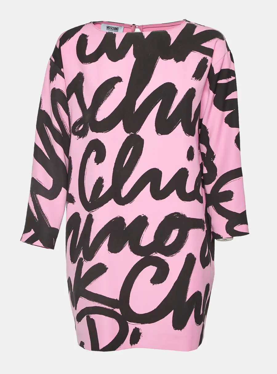 Moschino Cheap and Chic Pink Logo Print Crepe Tunic Top M