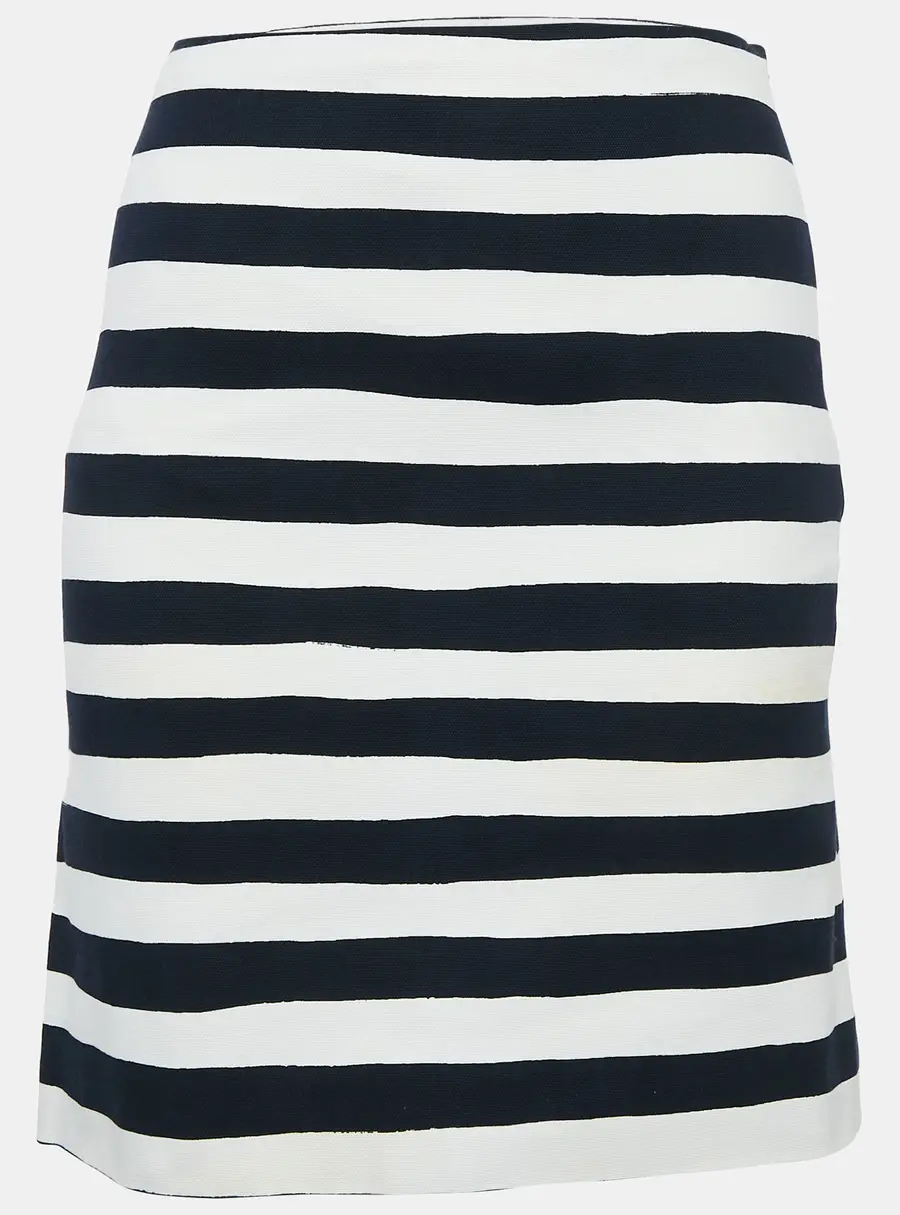 Moschino Cheap and Chic White/Navy Blue Stripe Cotton Mini Skirt S