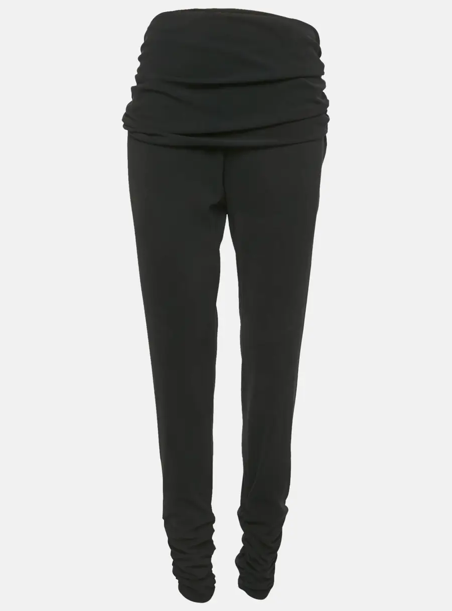 Moschino Cheap and Chic Black Crepe Ruche Detail Trousers XL