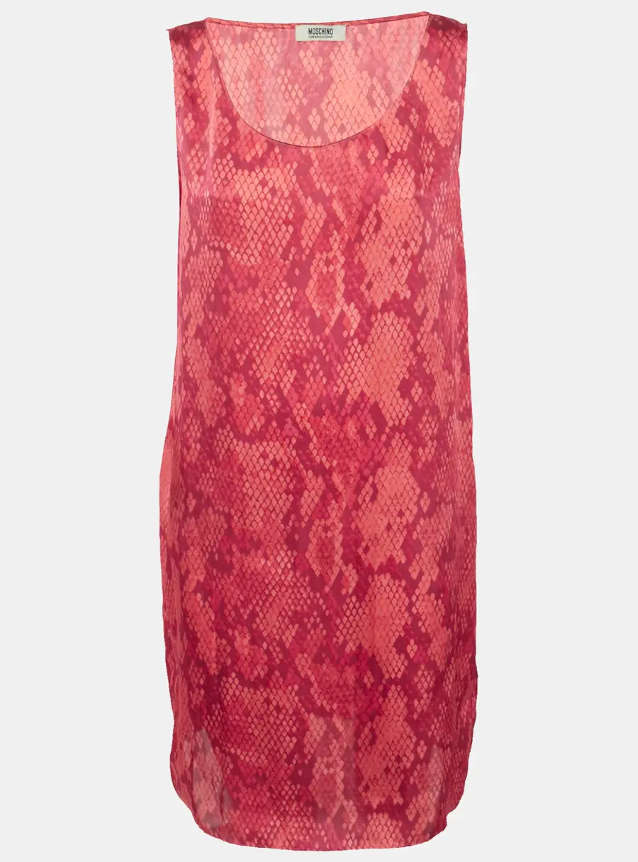 Moschino Cheap and Chic Red Printed Satin Sleeveless Short Dress L