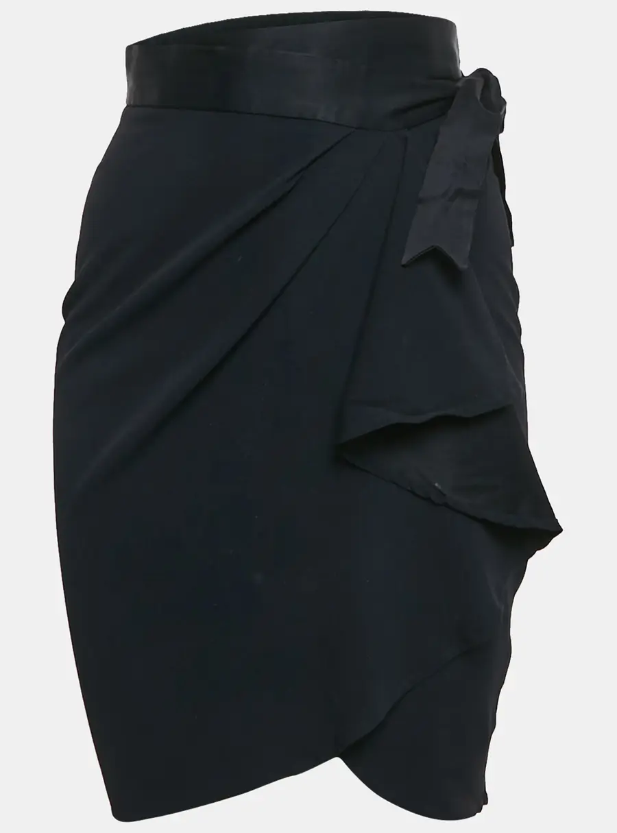 Moschino Navy Blue Sateen Ruffled Wrap Skirt M