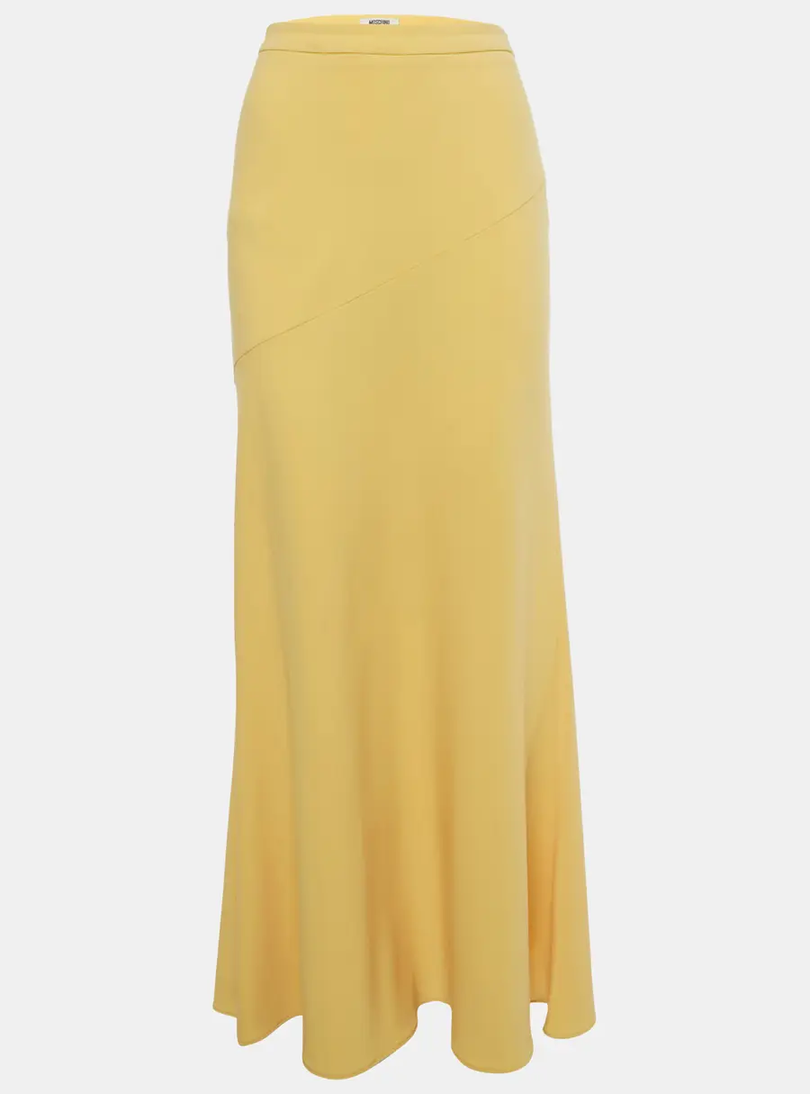 Moschino Cheap and Chic Yellow Crepe Flared Maxi Skirt S