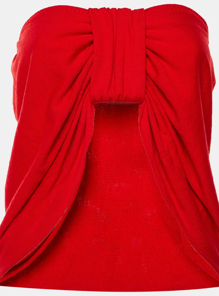 Moschino Cheap and Chic Red Bow Wool Knit Strapless Top M
