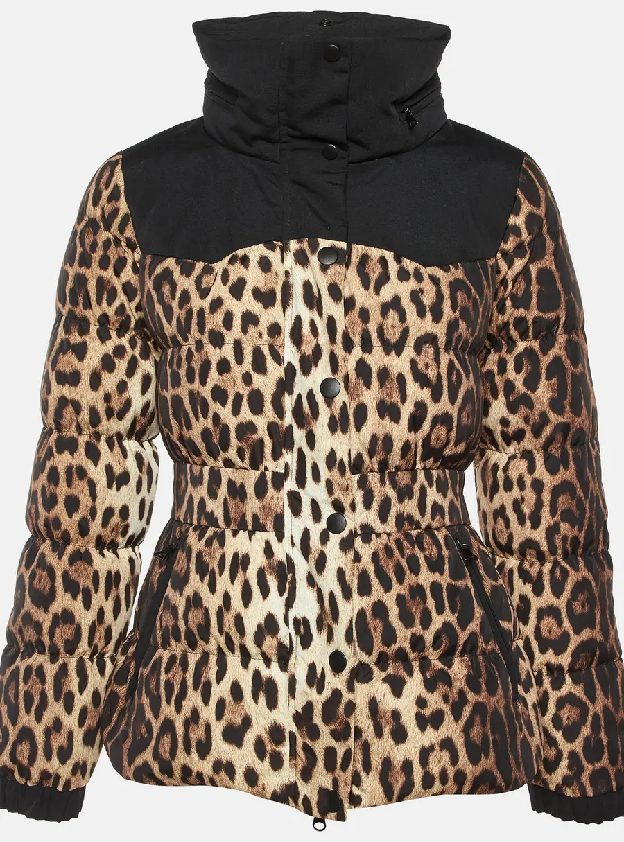 Moschino Cheap and Chic Beige Leopard Print Down Jacket M