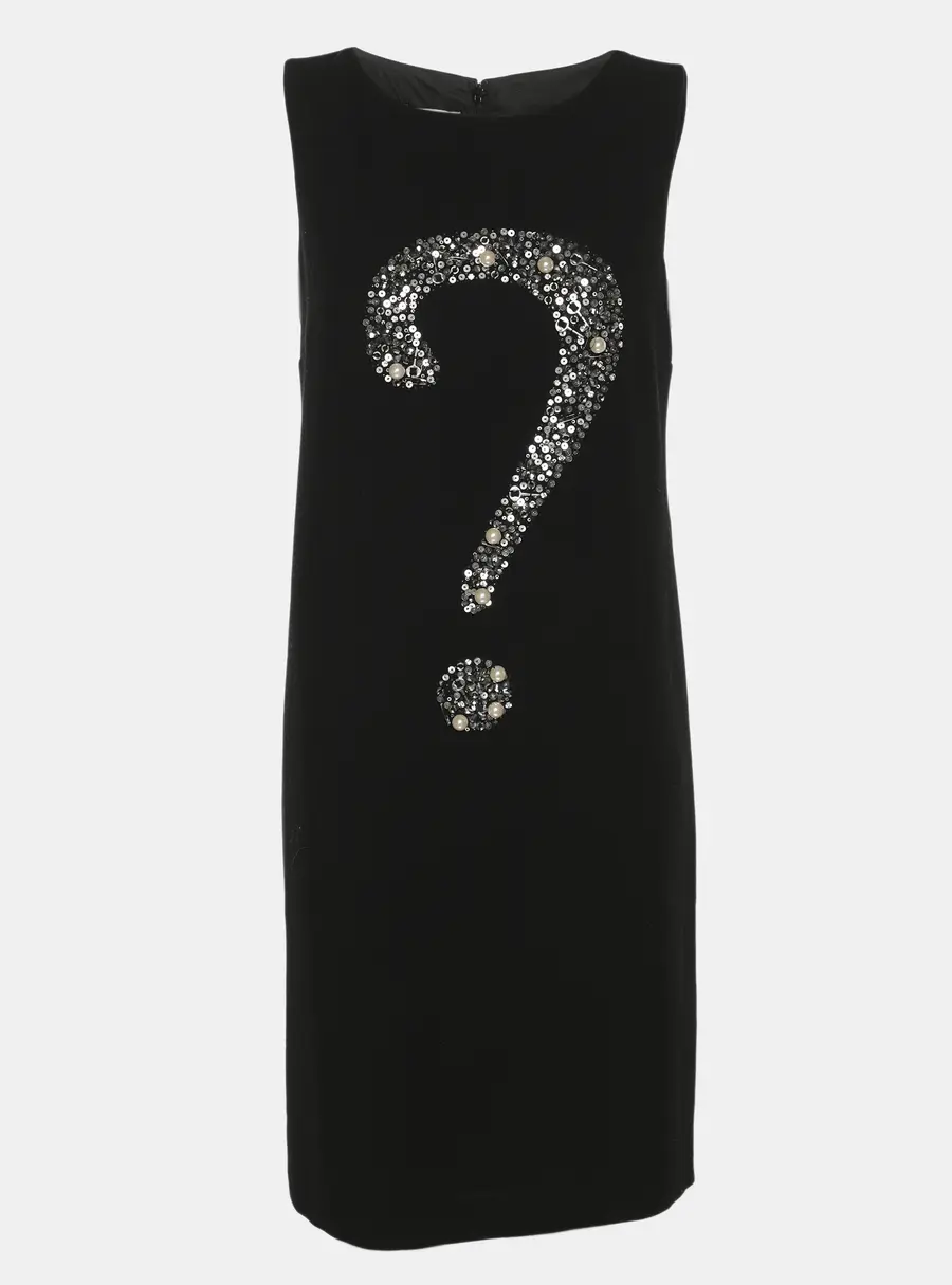 Moschino Cheap and Chic Black Virgin Wool Embellished Sleeveless Dress S