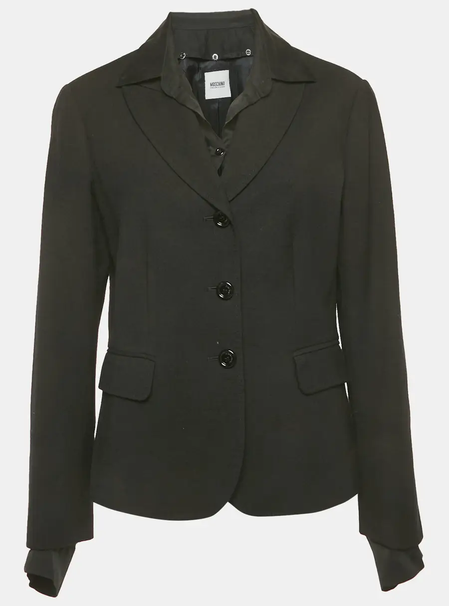 Moschino Cheap and Chic Black Crepe Detachable Collar Blazer L