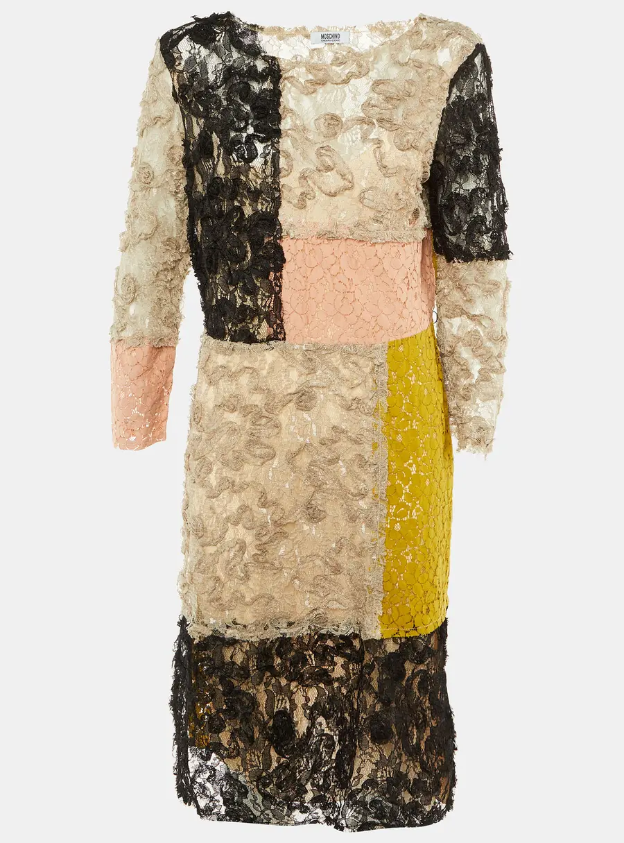 Moschino Cheap and Chic Multicolor Floral Lace Midi Dress L
