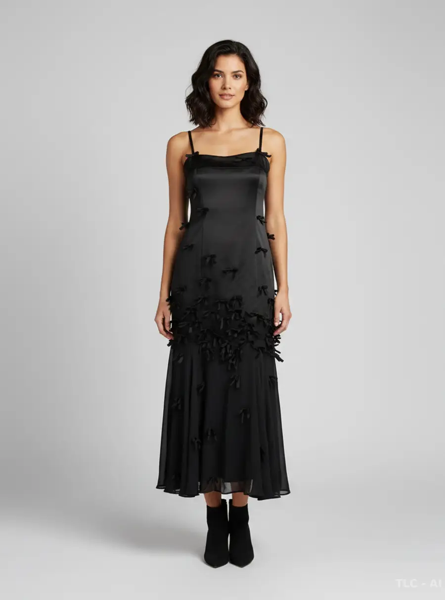 Moschino Cheap and Chic Black Satin and Crepe Maxi Dress M