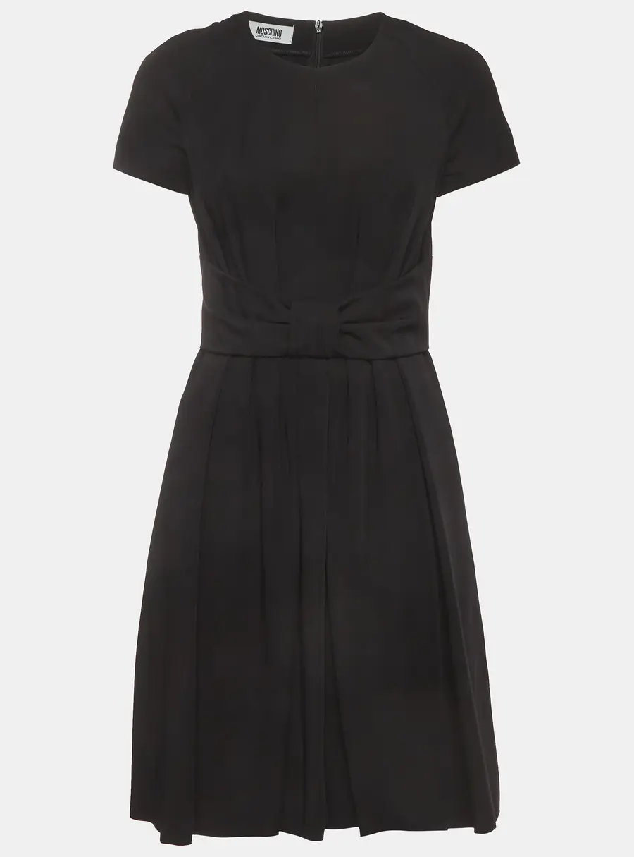 Moschino Cheap and Chic Black Wool Pleated Dress M