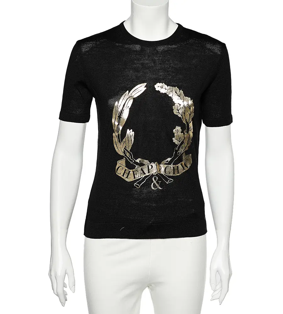 Moschino Cheap and Chic Black Logo Printed Knit T-Shirt M