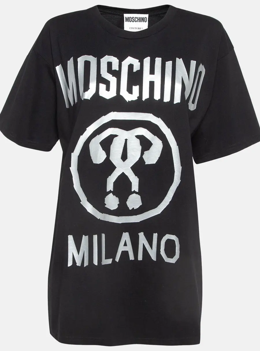 Moschino Couture Black Double Question Mark Print Cotton T-shirt M