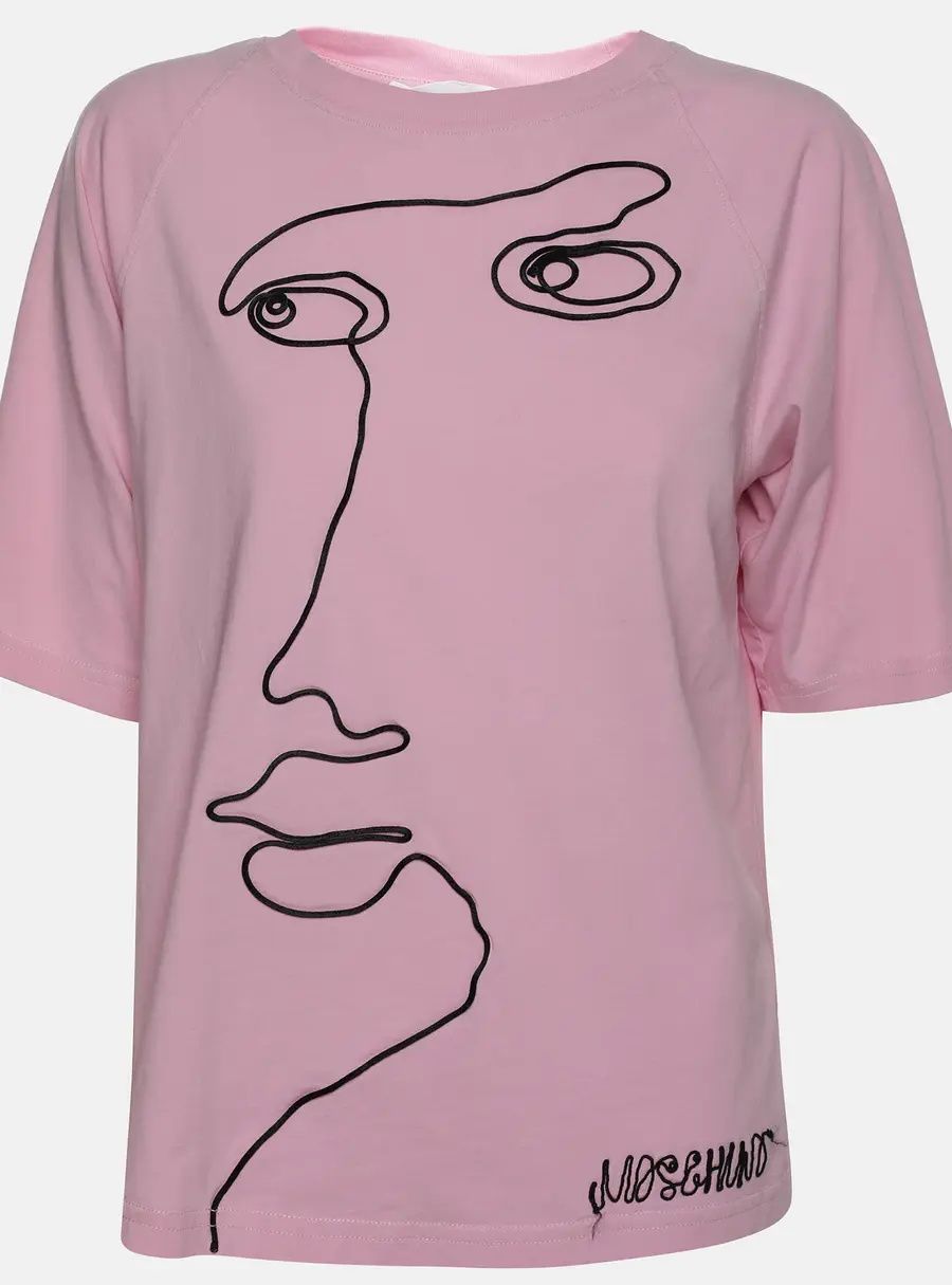 Moschino Couture Pink Face Embroidered T-Shirt S