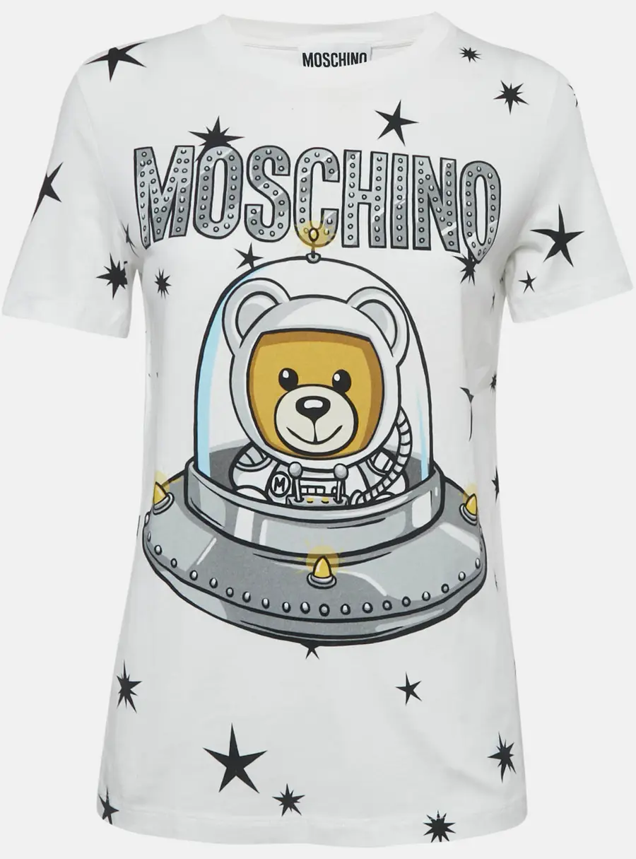 Moschino Couture White Cotton Printed Crew Neck T-Shirt S