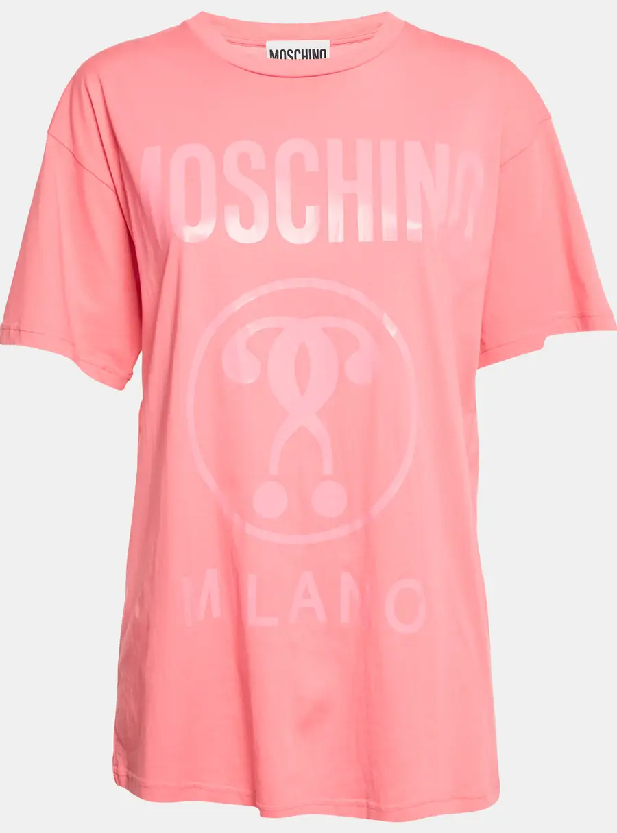 Moschino Couture Pink Logo Print Jersey T-Shirt XS