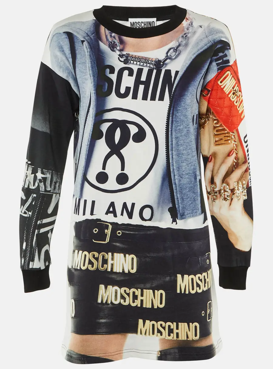 Moschino Couture Multicolor Printed Cotton Sweatshirt Mini Dress XS
