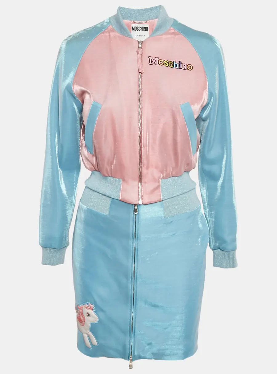 Moschino Couture Pink Lam&eacute; Unicorn Applique Set S