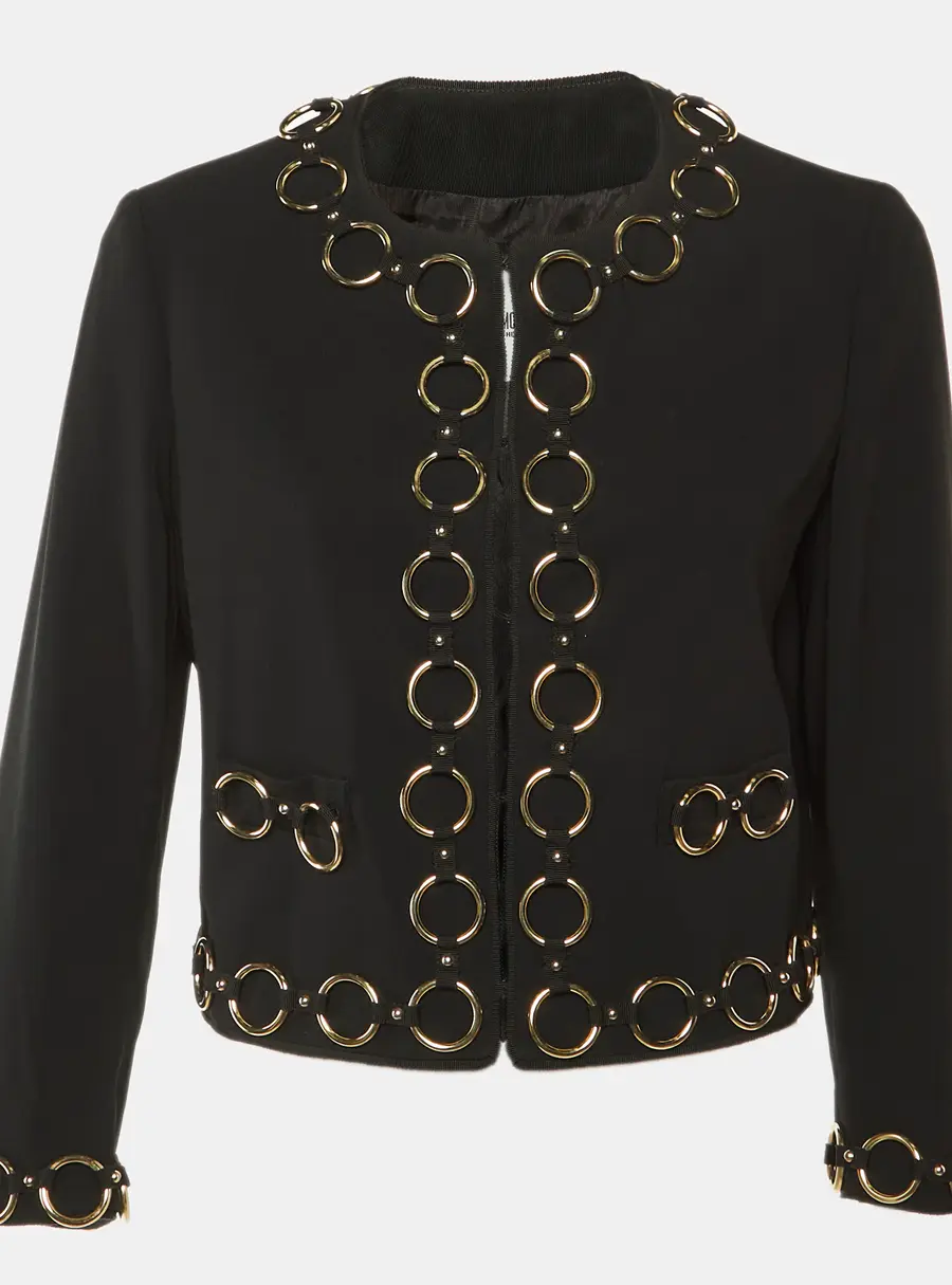 Moschino Cheap & Chic Black Crepe Chain Detail Jacket M