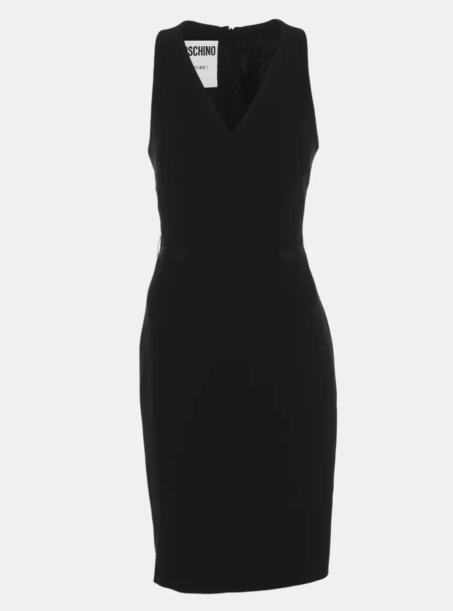 Moschino Couture Black Crepe Sleeveless Short Dress M