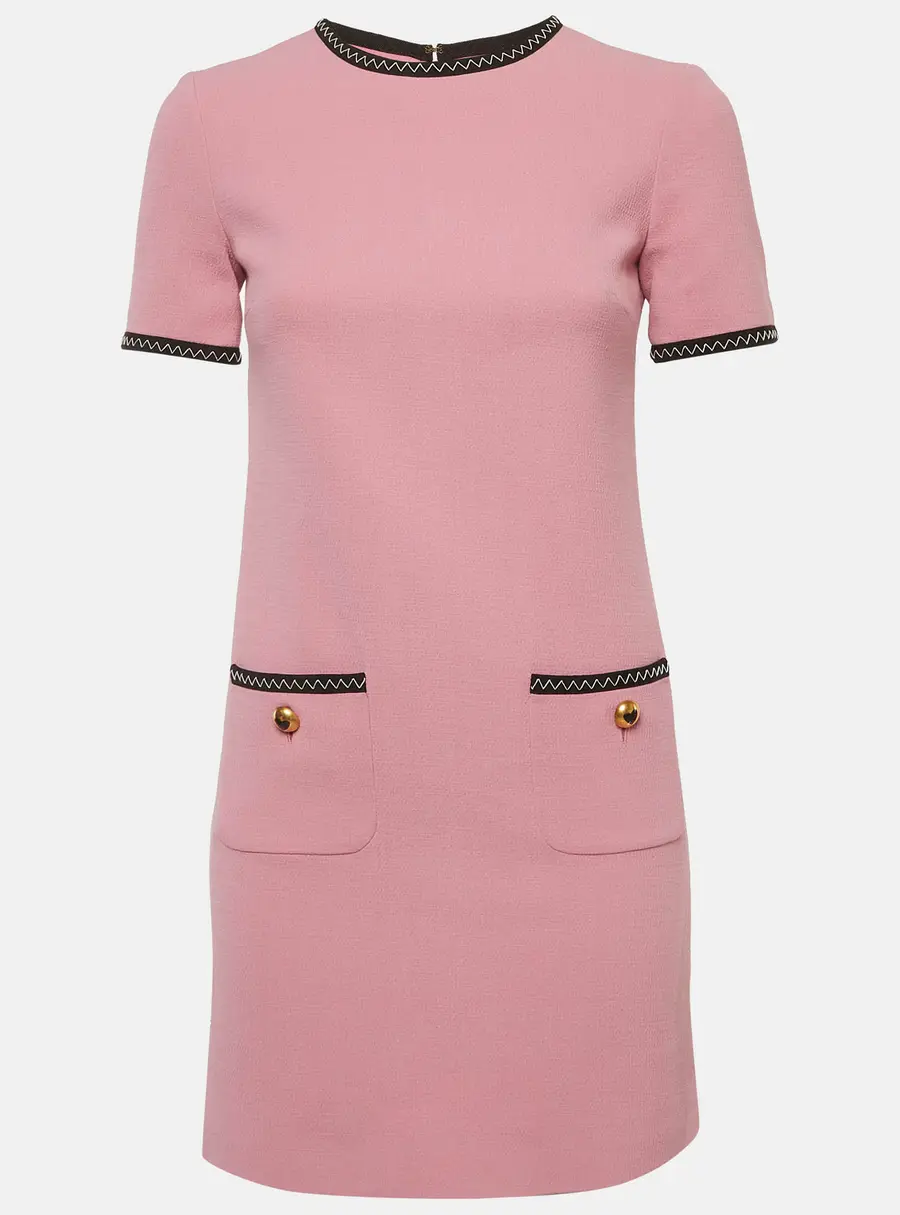Moschino Couture Pink Crepe Contrast Trim Mini Dress XS