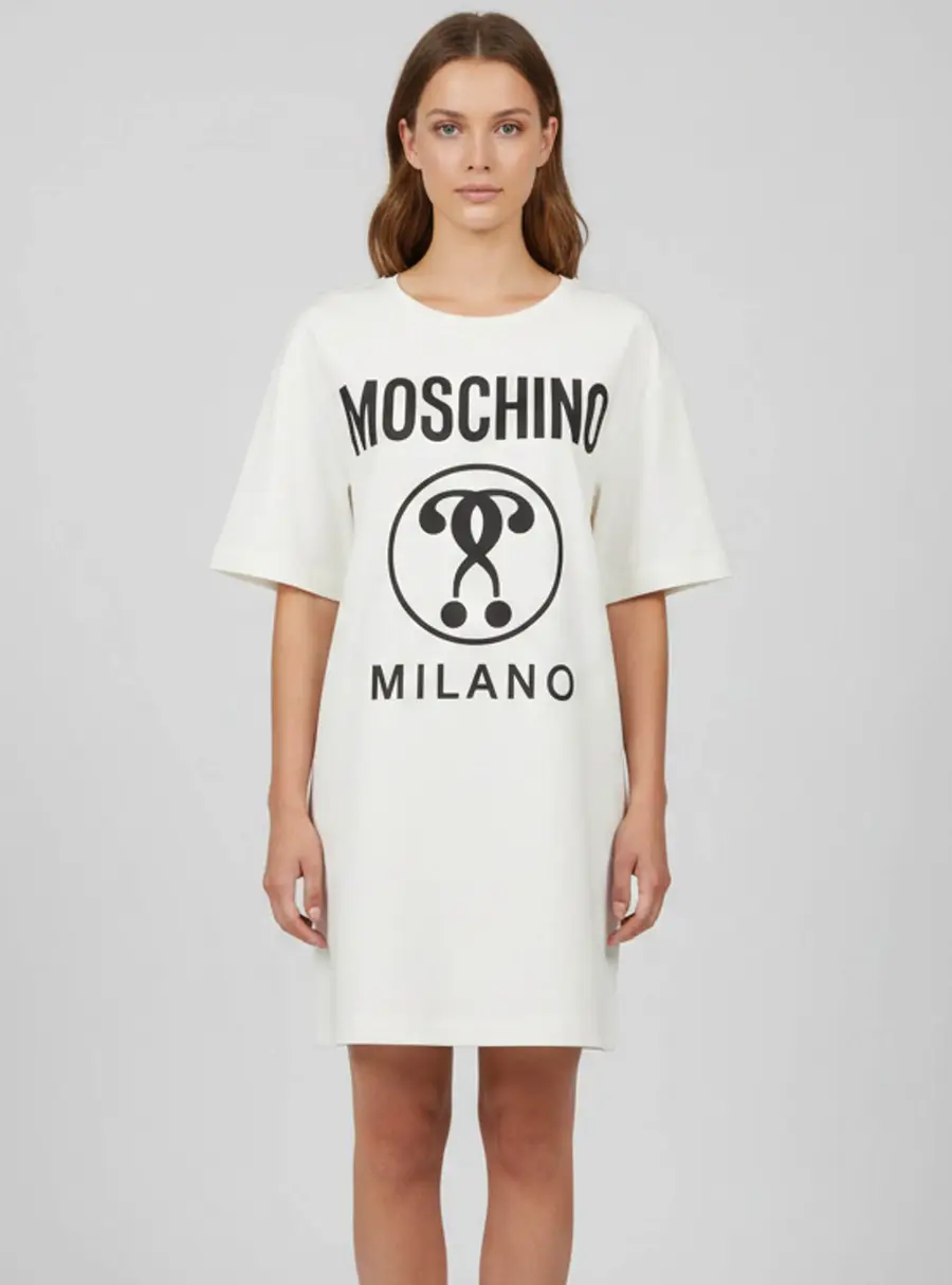 Moschino Couture White Printed Jersey Shirt Dress L