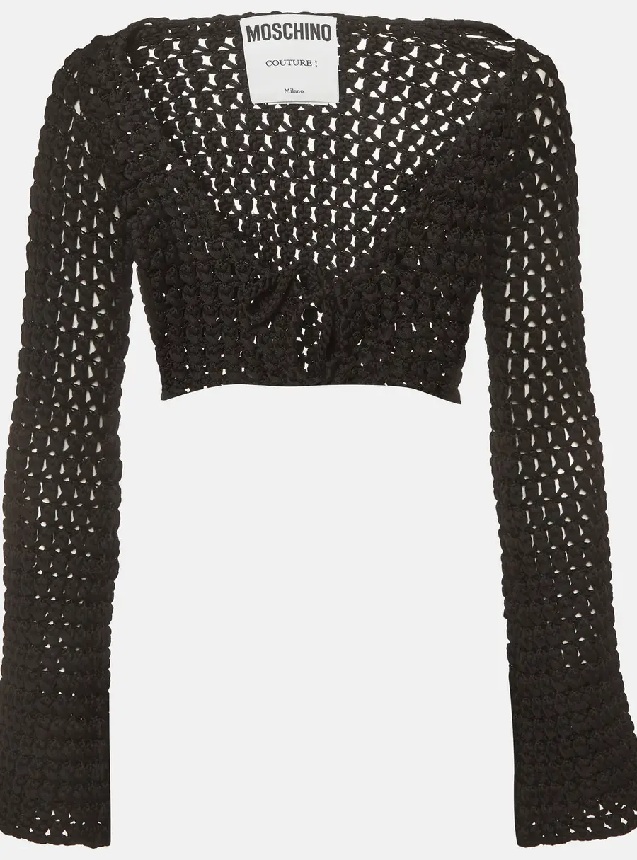 Moschino Couture Black Open Knit Cropped Top S