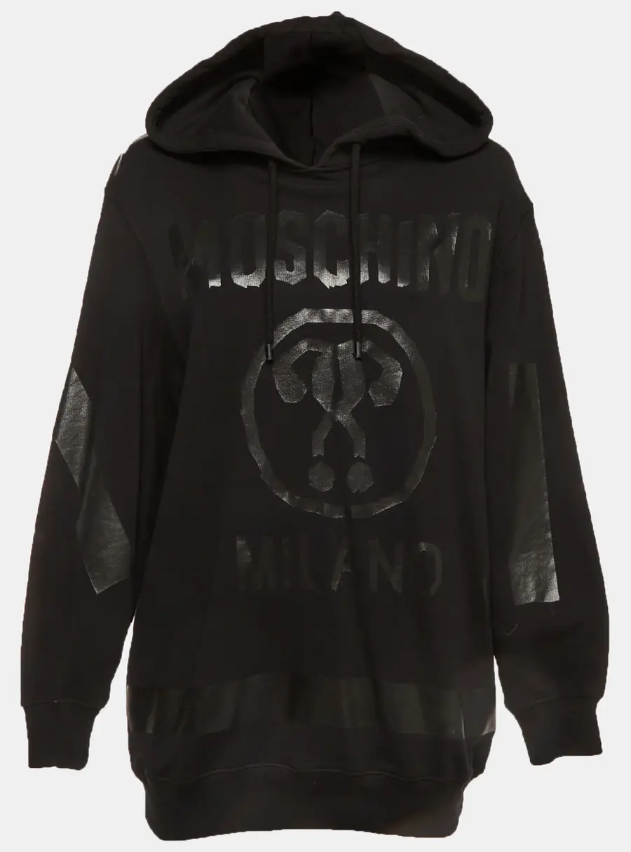 Moschino Couture Black Question Mark Graphic Knit Oversized Hoodie XS