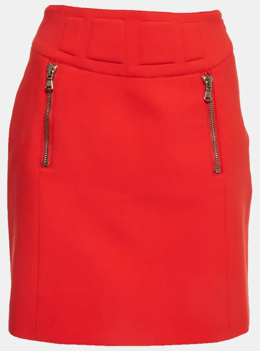 Moschino Couture Red Crepe Flared Short Skirt S