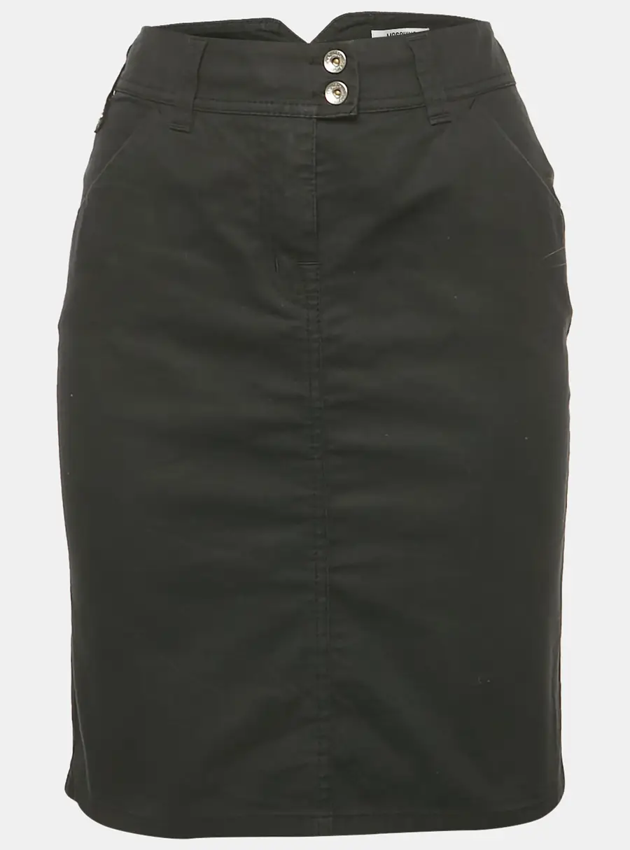 Moschino Jeans Black Cotton Logo Stud Detail Mini Skirt M