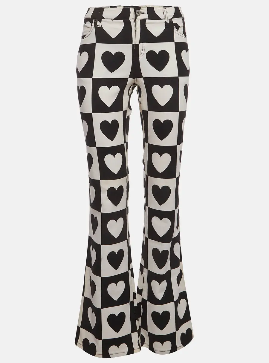 Moschino Jeans Black & White Printed Flared Jeans/ Waist 26"