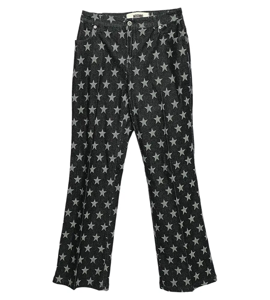 Moschino Jeans Black Star Print Denim Flared Leg Jeans S