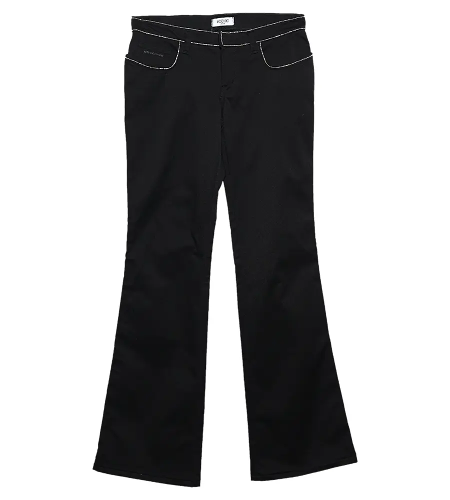 Moschino Jeans Black Cotton Embellished Trim Detailed Pants M