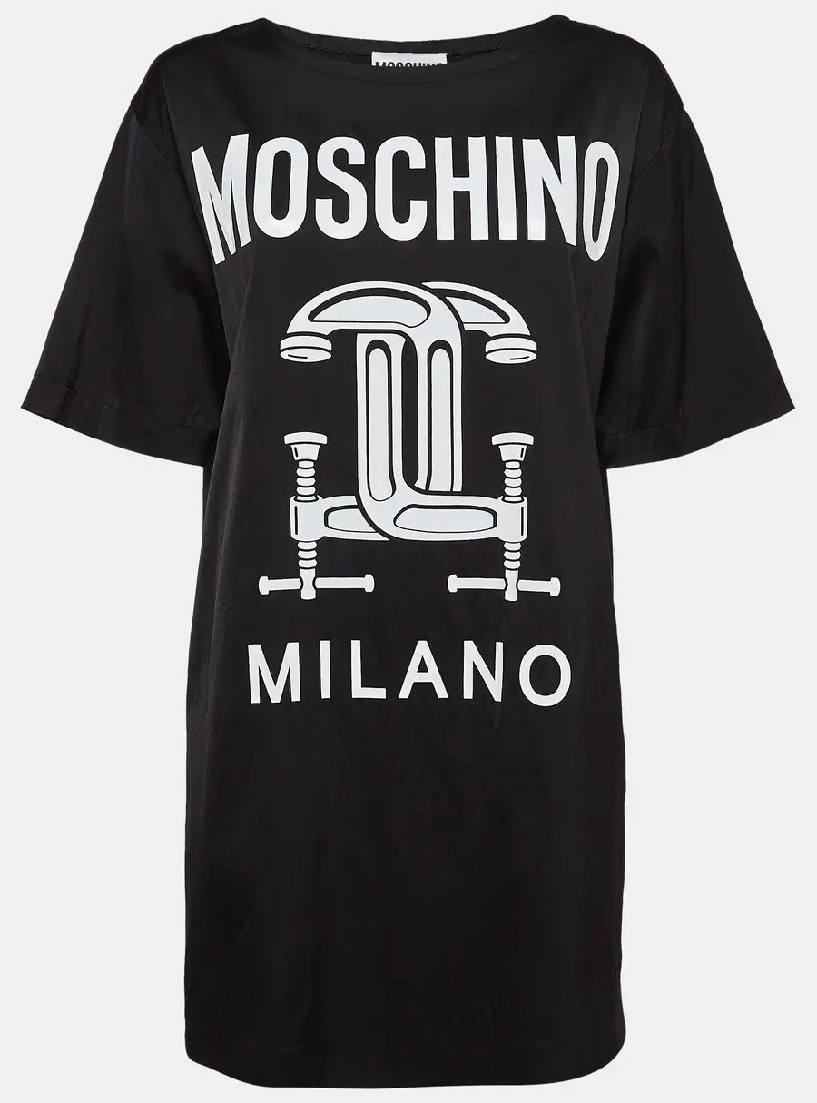 Moschino Couture Black Jersey Logo Print T-Shirt Dress M
