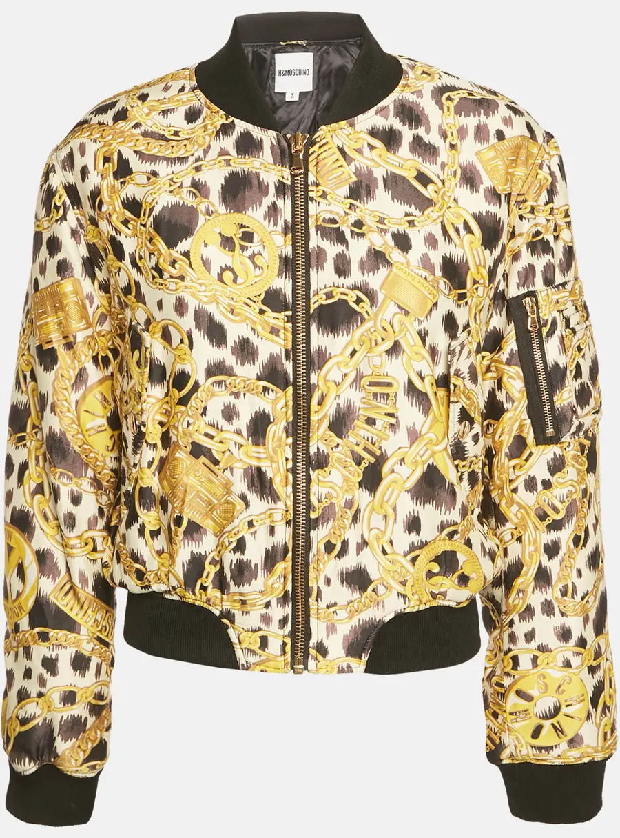 Moschino X H&M Yellow/Black Printed Nylon Zip-Up Jacket S