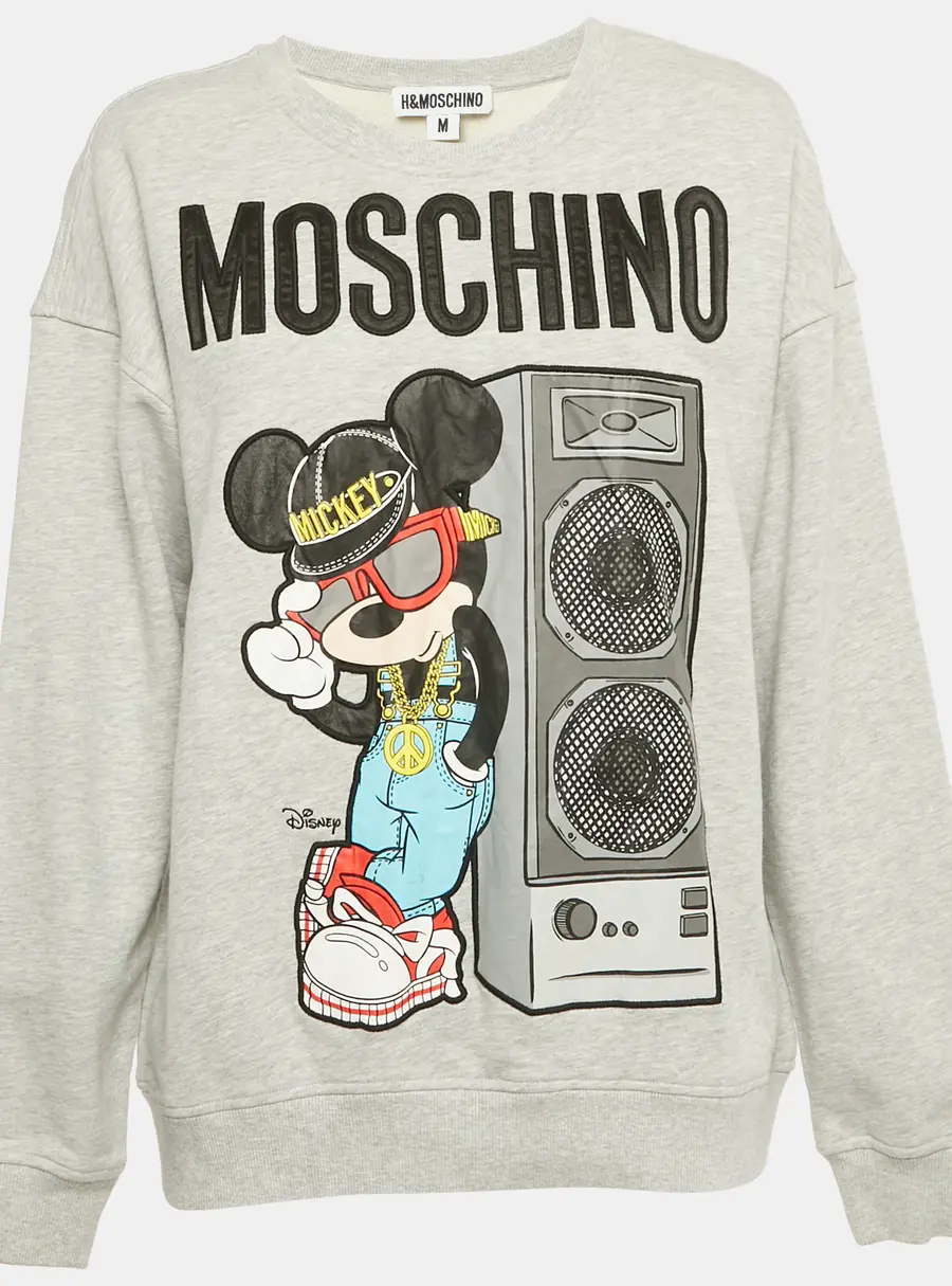 Moschino x H&M x Disney Grey Mickey Embroidered Cotton Sweatshirt M