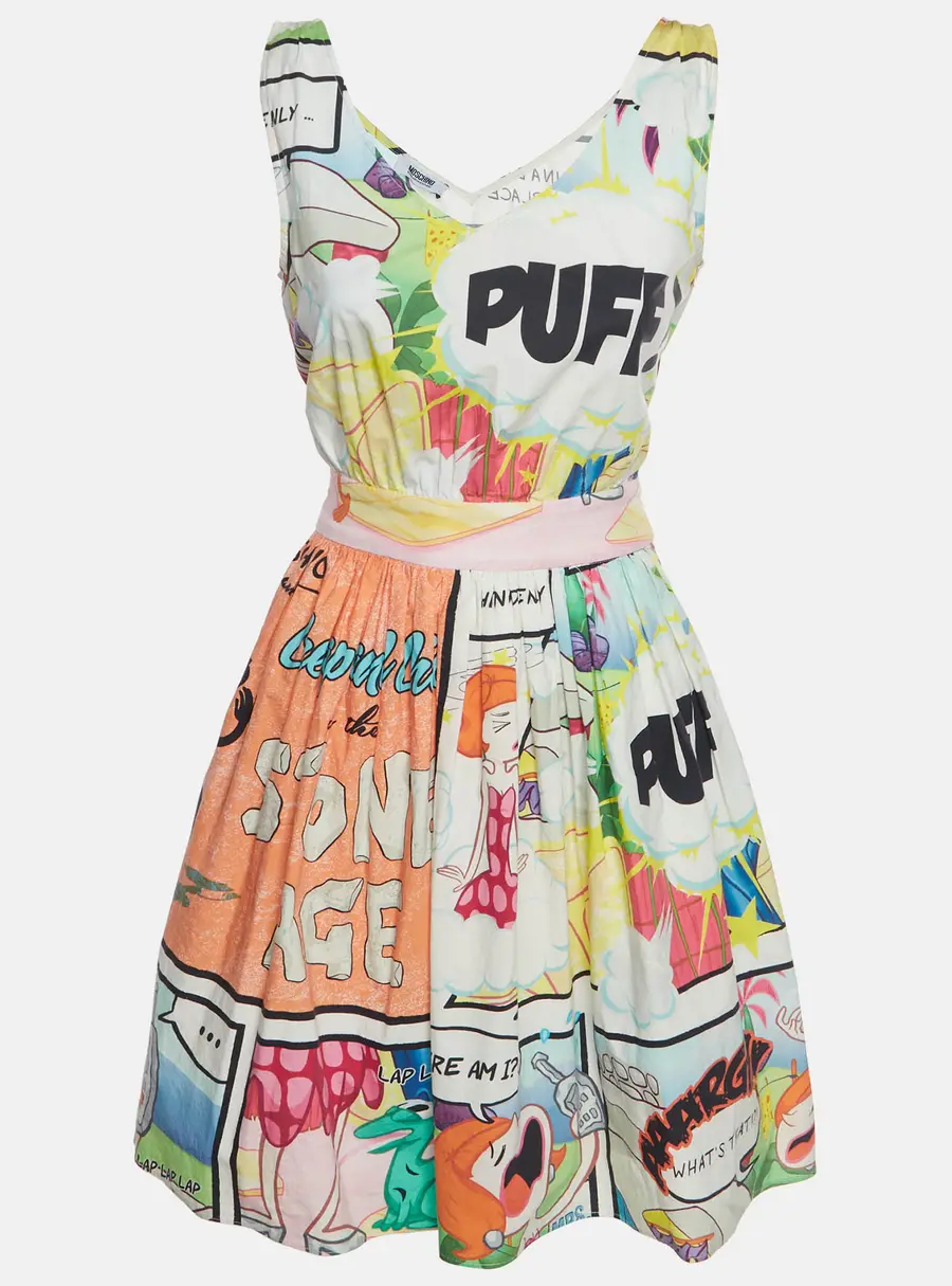 Moschino Multicolor Printed Cotton Sleeveless Dress S