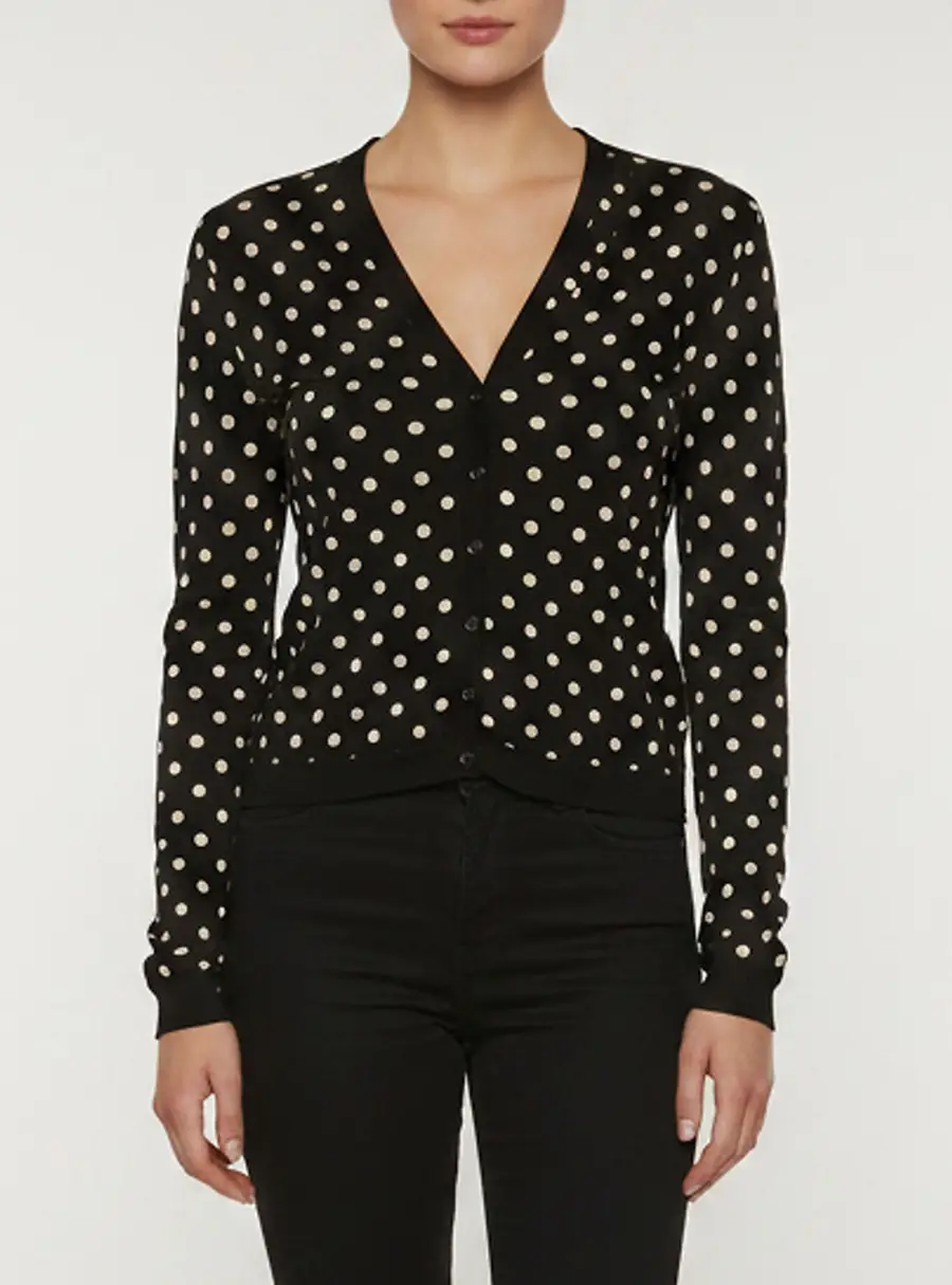 Moschino Black Polka Dot Knit Sweater Vest and Cardigan Set S/M