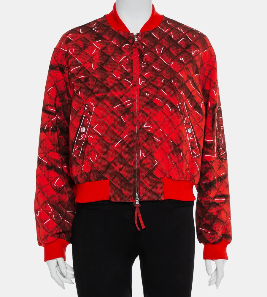 Moschino Couture Red Trompe-L'oeil Printed Bomber Jacket M
